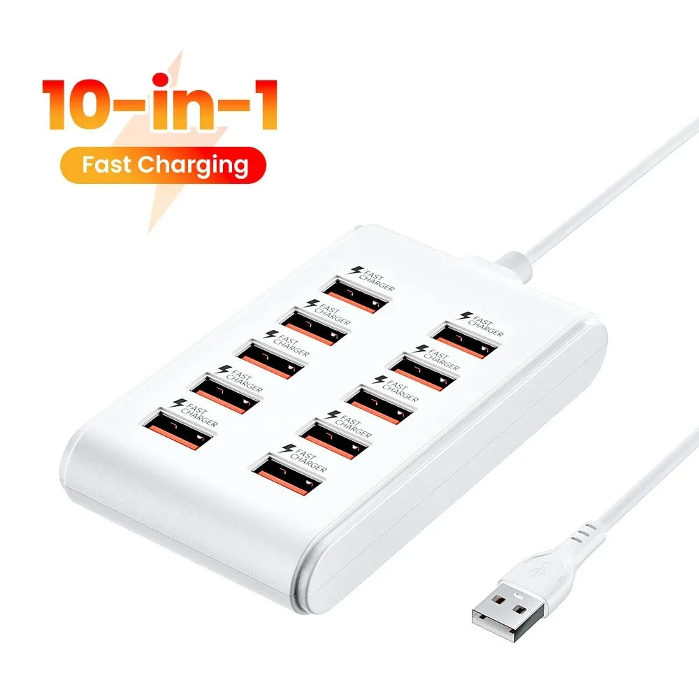 10-Port USB Charging Station 25W | Multi-Device Charger Hub USB Charging Station QXL
