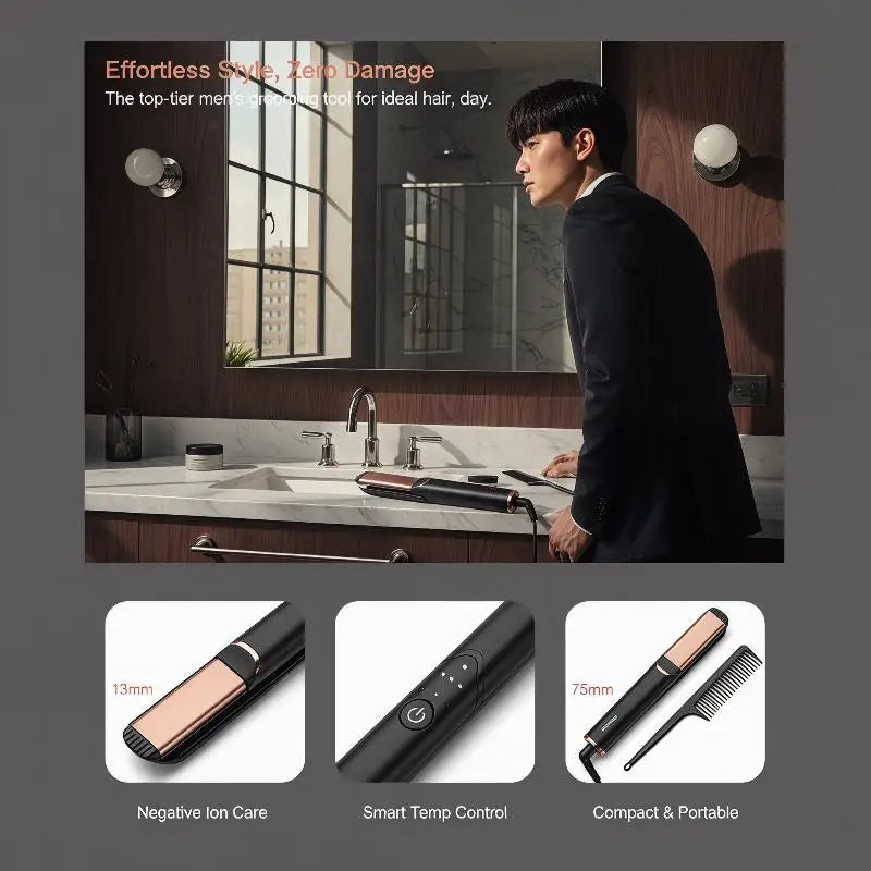 Shmacax 3-in-1 Mini Hair Curler & Styler for Men | Portable Hair Curler Styler QXL