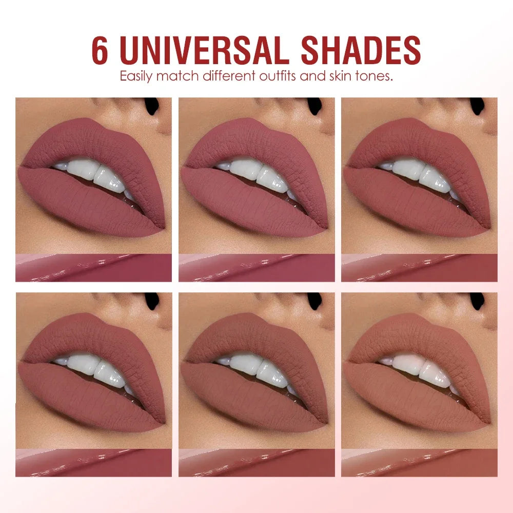 Julystar 6-Pack Velvet Lip Gloss Set | High Pigment Velvet Lip Gloss Set QXL