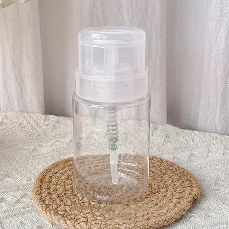 Refillable Press Pump Dispenser Bottle | Nail & Makeup Pump Dispenser Bottle QXL Transparent