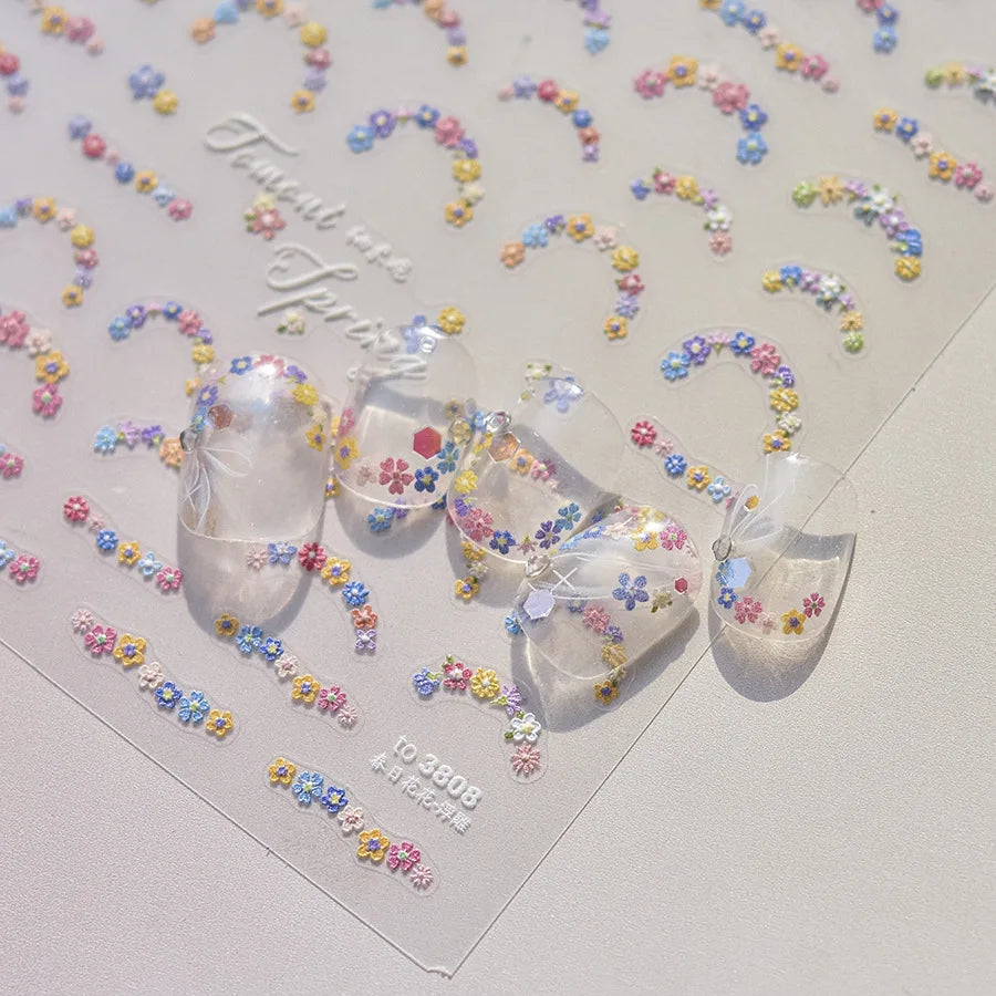 5D Flower Nail Art Stickers | Self-Adhesive Japanese Decals Nail Art Stickers QXL 1pcs to3808
