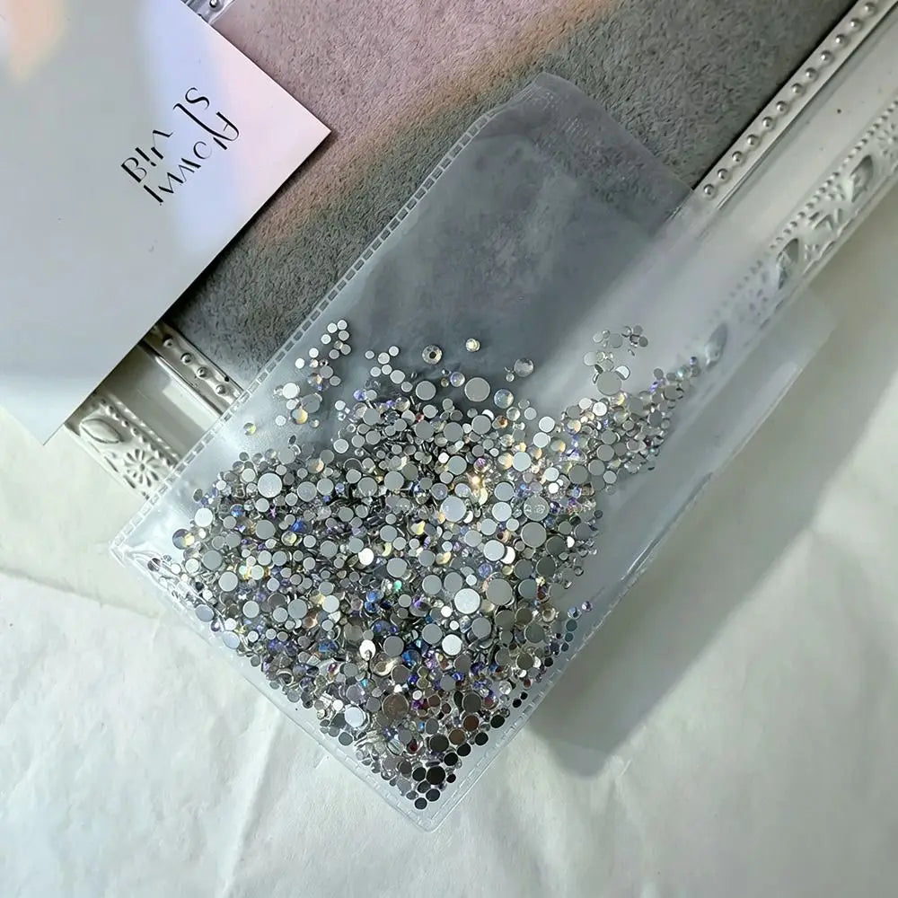 1440-Pc Flat Back Glass Nail Rhinestones AB & Clear SS3–SS16 Nail Rhinestones QXL