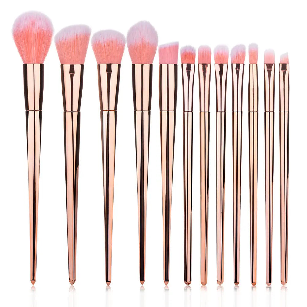 12-Piece Rose Gold Makeup Brush Set | Face & Eye Tools Makeup Brush Set QXL Gold