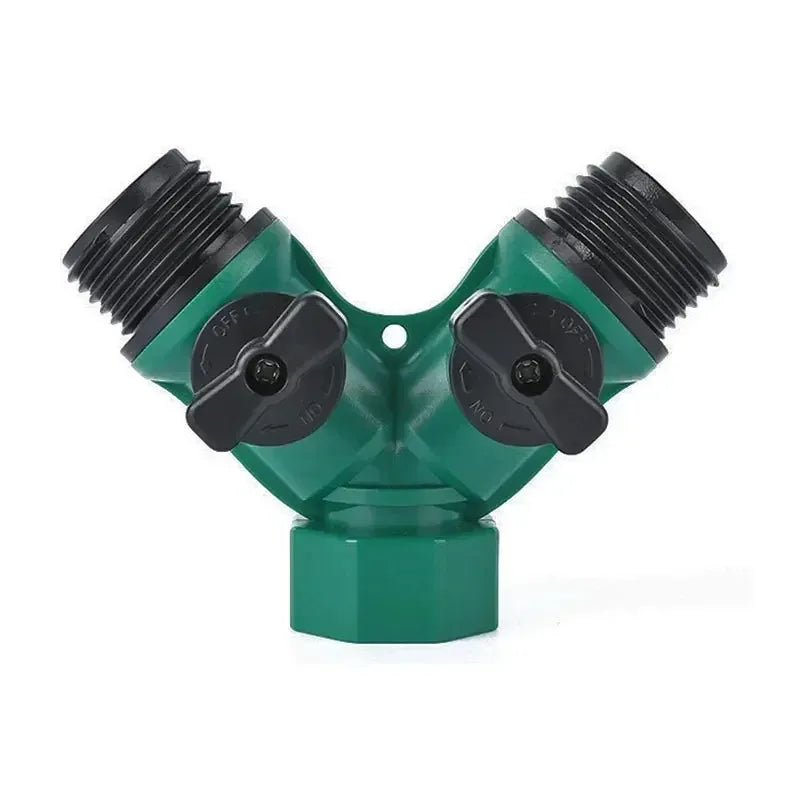 2-Way Garden Hose Splitter with Shut-Off Valves | 3/4" Fit Garden Hose Splitter QXL
