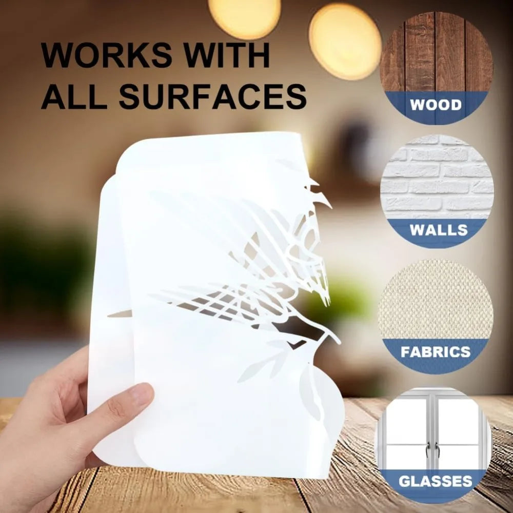 3-Pack Reusable Flame Fire Stencils A4 + Brush | DIY Craft Craft Stencil Set QXL
