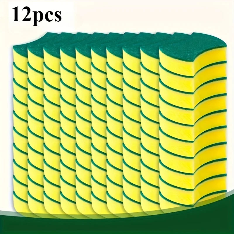 Double-Sided Scratch-Free Kitchen Sponge Pads | 12 & 50 Pack Kitchen Cleaning Sponge QXL Yellow 12pcs