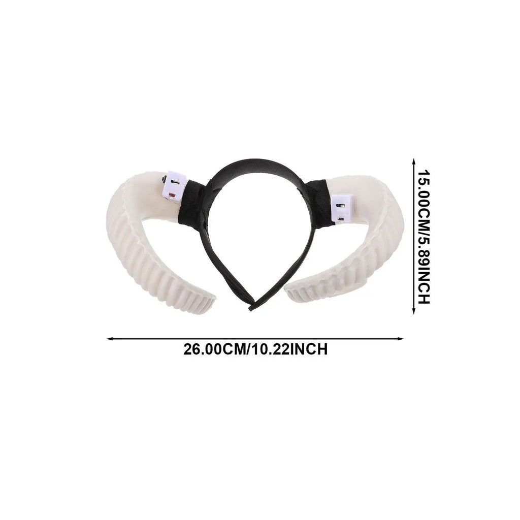 Halloween Glowing Horn Headband | White Sheep Horn Party Hairband Costume Headband QXL