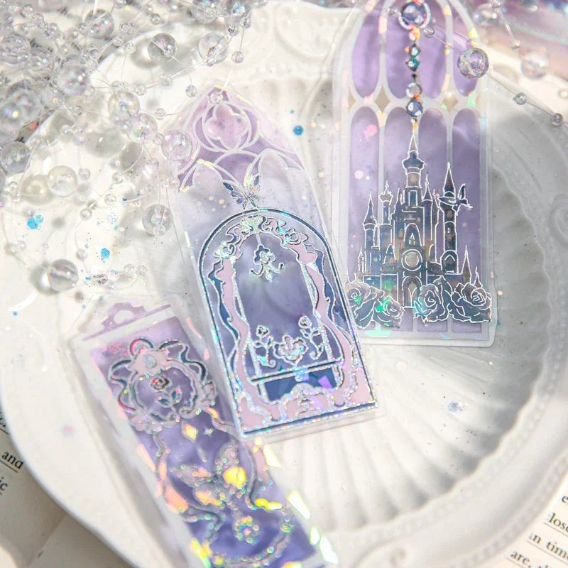 Glitter PVC Bookmarks – Castle & Butterfly Pattern | Gift Decorative Bookmarks QXL