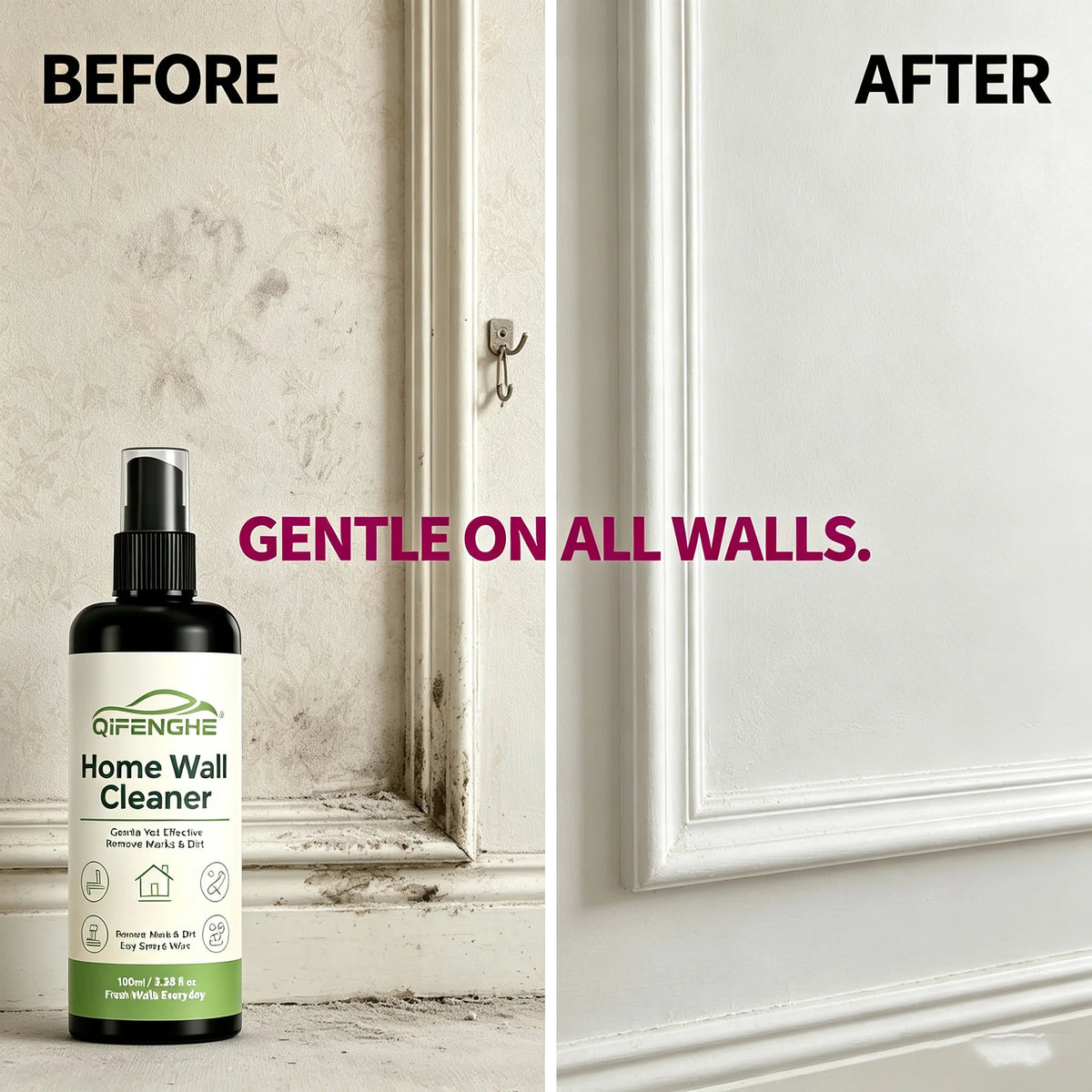 QIFENGHE Wall Cleaner Spray 100ml | Interior Wall Mark Remover Wall Cleaning Spray QXL