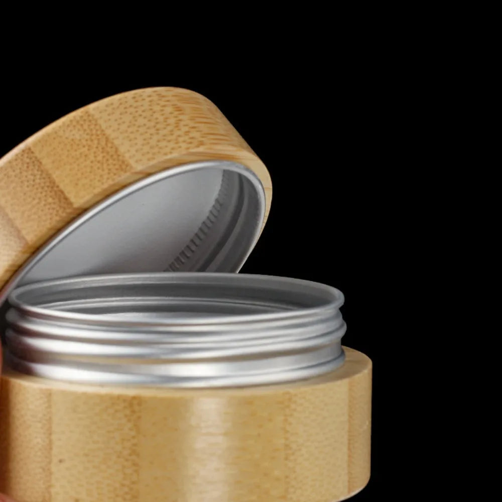 Bamboo Refillable Cream Jar | Airtight Travel Cosmetic Container Cosmetic Storage Jar QXL