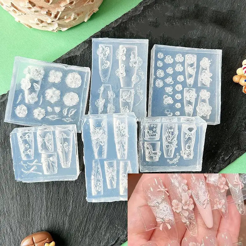 3D Flower & Bow Silicone Nail Art Mold | DIY Rose Design Silicone Nail Mold QXL