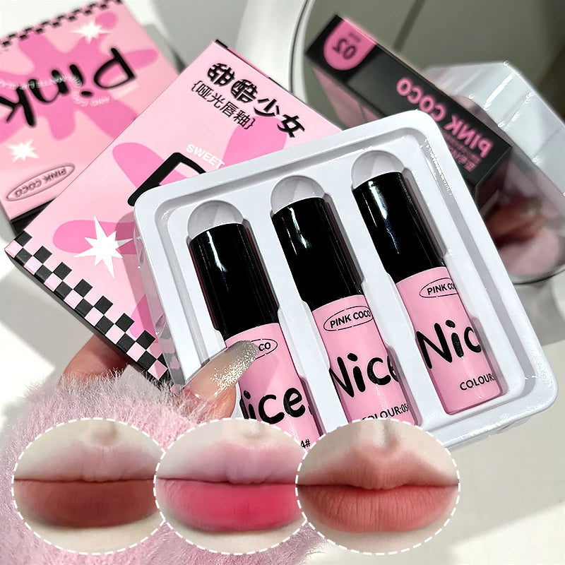 GECOMO Matte Lip Glaze Set | Rose & Nude Lip Mud Combo Matte Lip Glaze Set QXL
