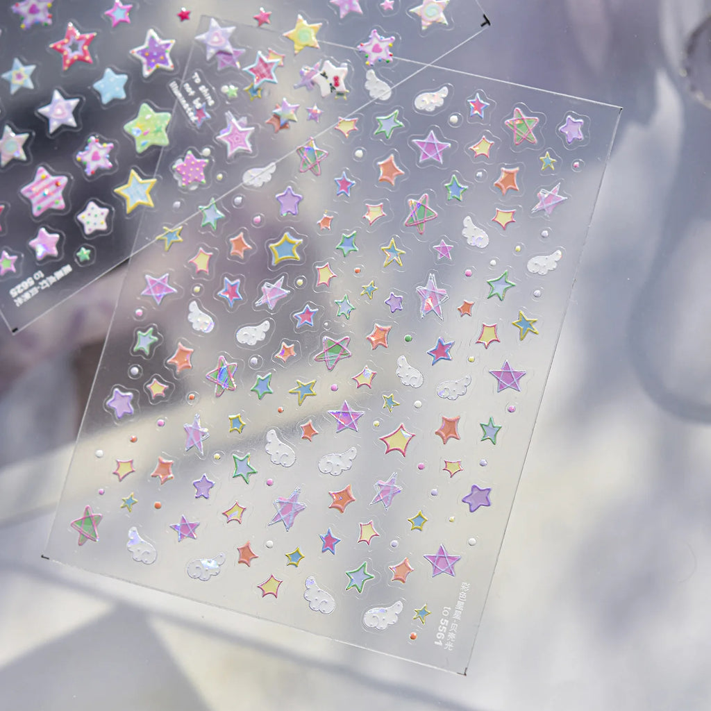 5D Holographic Star Nail Art Stickers | Sparkling Decals Nail Art Stickers QXL