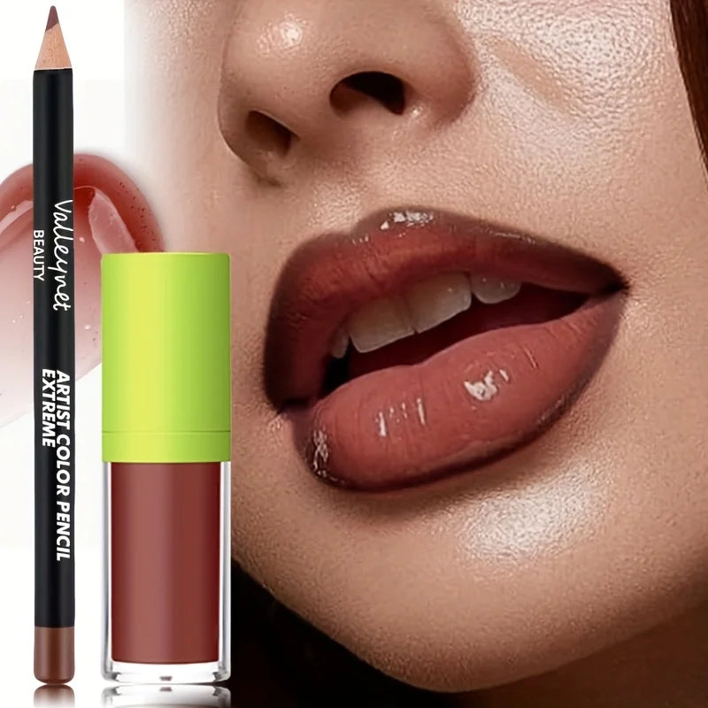 Lip Gloss & Liner Set | Nude Tinted Glow Oil Lip Kit Lip Gloss & Liner Set QXL