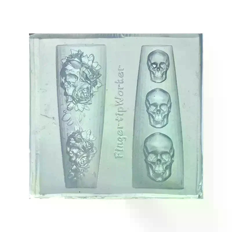 Rose Skull 3D Silicone Nail Art Mold | Floral DIY Template Silicone Nail Mold QXL