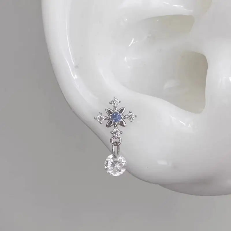 3-Pack Crystal Zircon Angel Wing Stud Earrings | Silver Women Crystal Stud Earrings QXL
