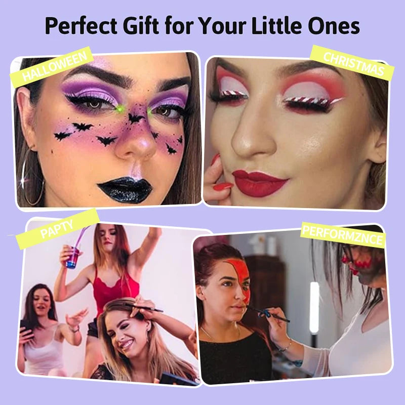 12-Color Water-Soluble Face & Body Paint Kit with Brush Face & Body Paint Kit QXL