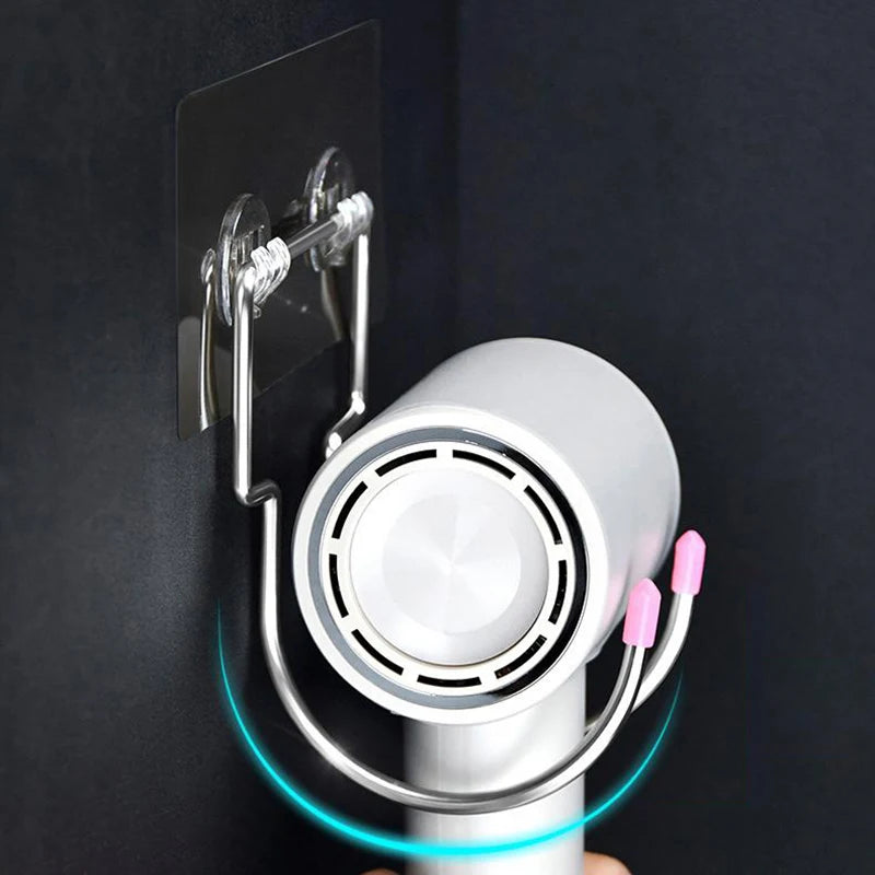 Stainless Steel Wall-Mount Hair Dryer Holder | No-Drill Rack Hair Dryer Holder QXL