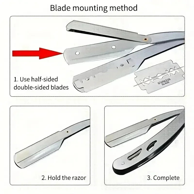 Foldable Straight Safety Razor | Stainless Steel Men's Shaver Manual Safety Razor QXL