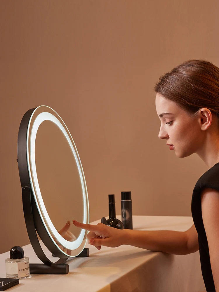 LED Circular Makeup Mirror | Desktop Vanity Mirror with Lights LED Vanity Mirror QXL