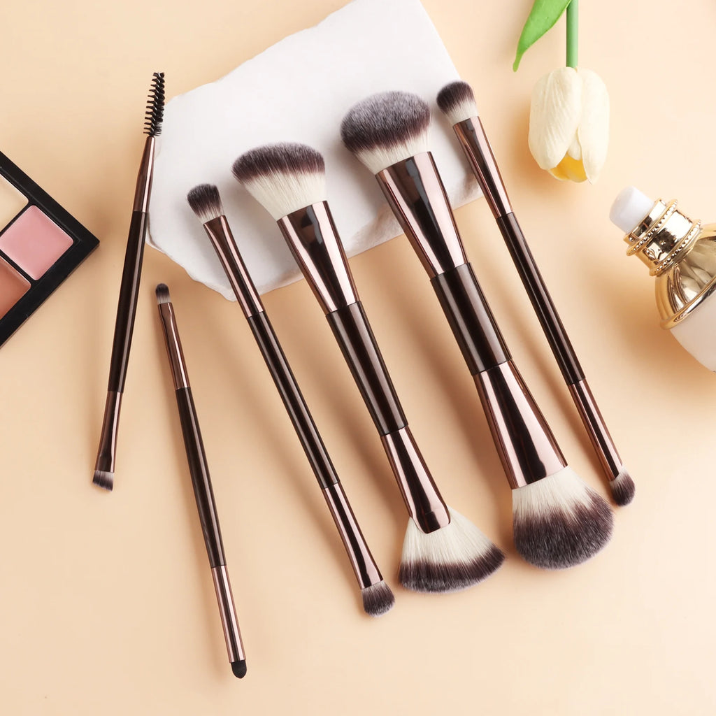 6-Pc Double-Ended Makeup Brush Set | Full Face Cosmetic Tools Makeup Brush Set QXL