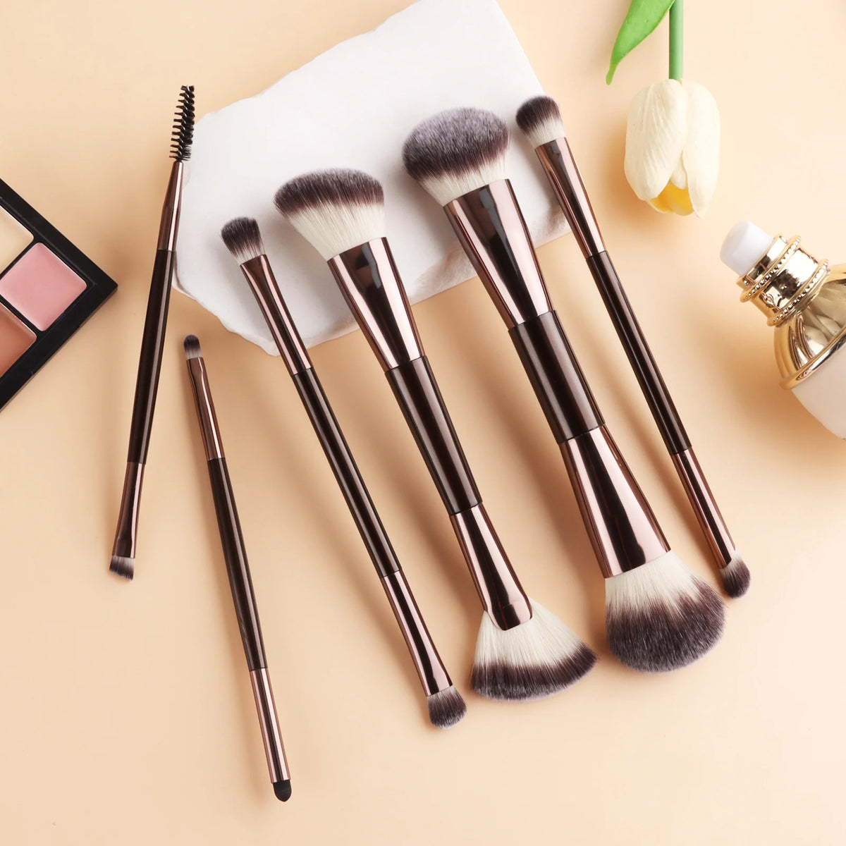 6-Pc Double-Ended Makeup Brush Set | Full Face Cosmetic Tools Makeup Brush Set QXL
