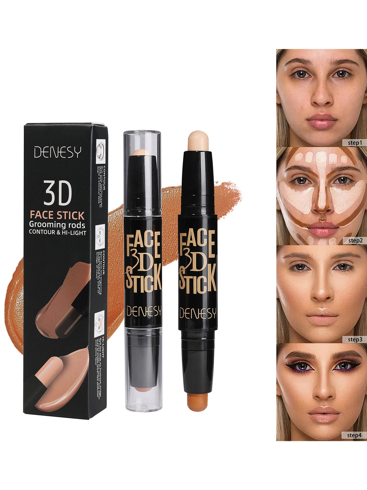 MAXFINE Dual-Ended Matte Contour Stick & Highlighter Pen Contour Highlight Stick QXL