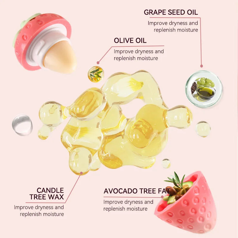 Strawberry Temperature-Changing Lip Balm – Hydrating & Softening Tinted Lip Balm QXL