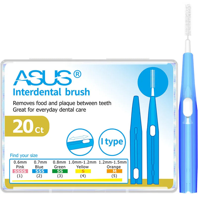 20-Pack Retractable Interdental Brushes | 5 Sizes 0.6–1.5mm Interdental Brush Set QXL China Mainland 0.7mm-blue