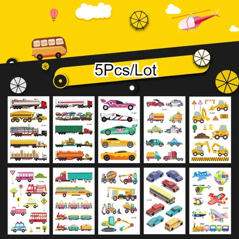5-Pack Kids Waterproof Temporary Tattoo Stickers – Cars & Helicopters Temporary Tattoo Stickers QXL