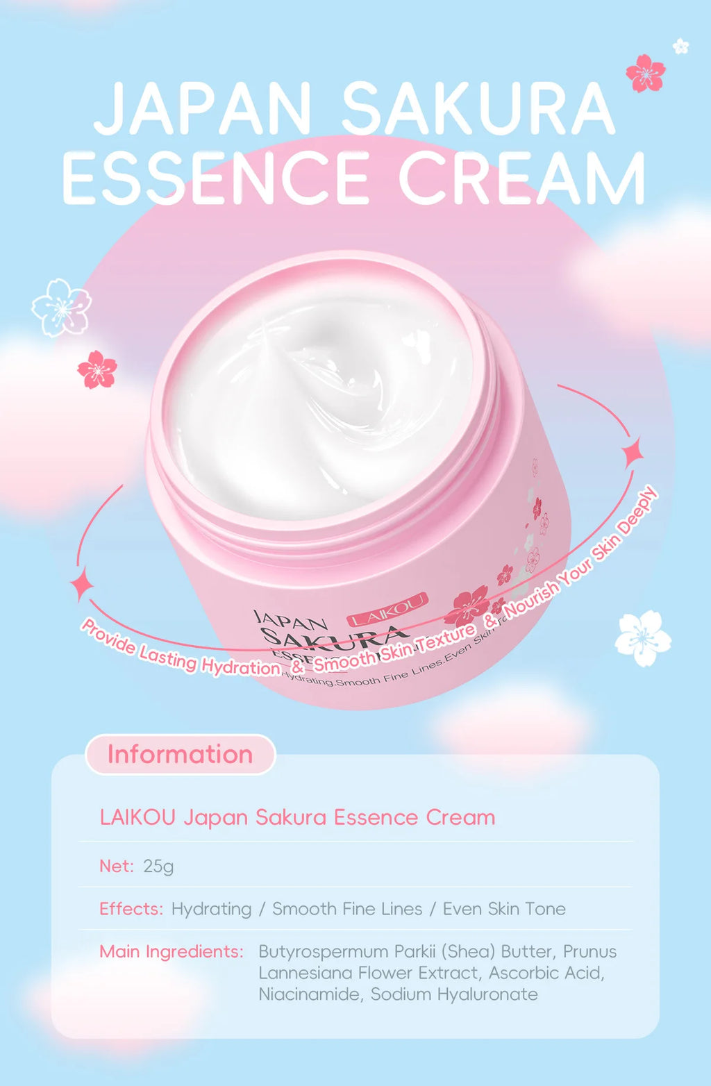 Laikou Sakura Face Cream | Moisturizing & Brightening Day Cream Moisturizing Face Cream QXL