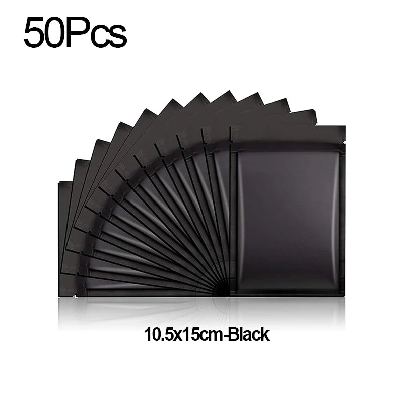 Frosted Self-Sealing Bags | U-Cut Opening & Wide Resealable Seal Resealable Storage Bags QXL 10.5x15cm-Black