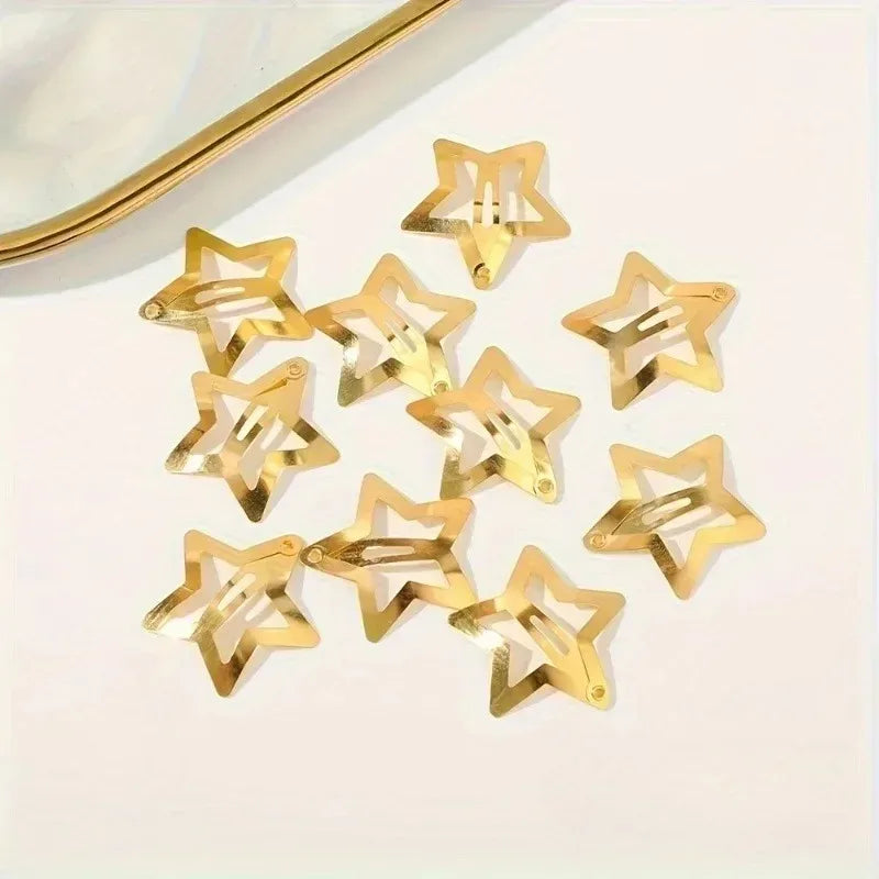 Golden Star Mini Hair Clips – Sweet Starlight Hairpins 5/12 Pack Hair Clips Set QXL