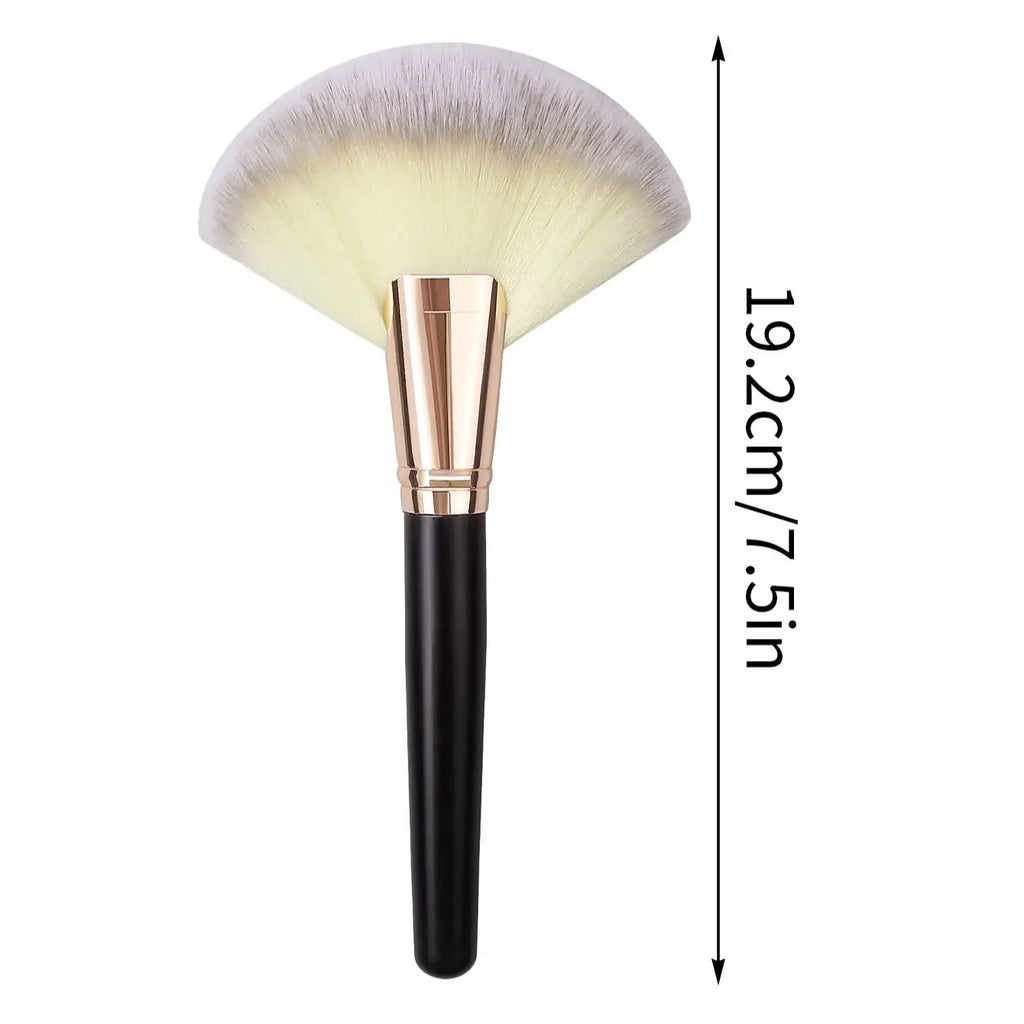 Extra Large Three-Color Fan Makeup Brush | Soft Nylon Fan Makeup Brush QXL