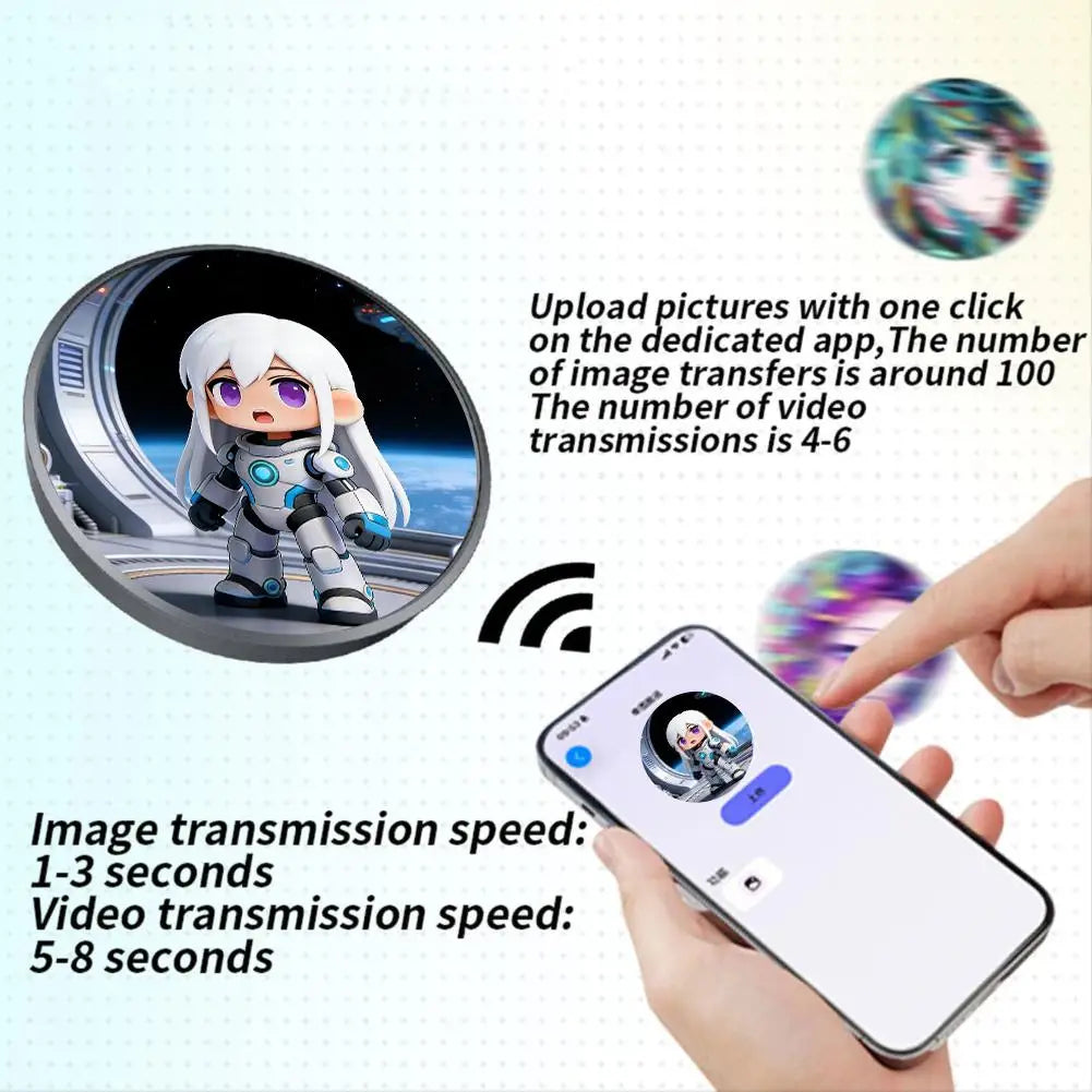 Digital LED E-Badge Pin | 1.5" HD Bluetooth Display Badge Wearable Display Badge QXL