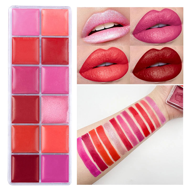 VERONNI 12-Color Moisturizing Lip Gloss Palette | Long-Lasting Lip Gloss Palette QXL