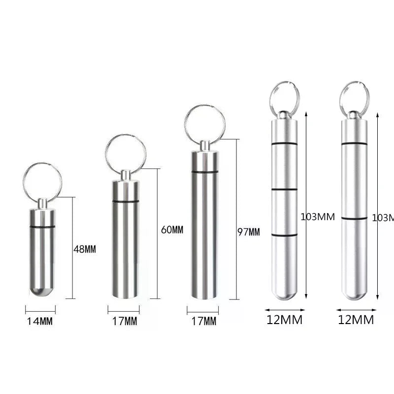 Waterproof Aluminum Keychain Pill Case | Travel Medicine Holder Keychain Pill Case QXL