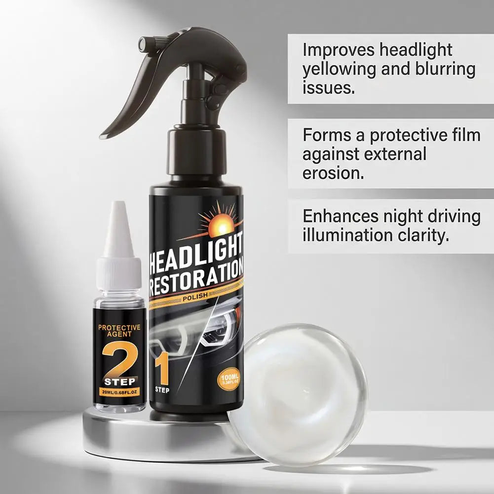 Car Headlight Restoration Kit | Polish & UV Protective Coat Headlight Restoration Kit QXL