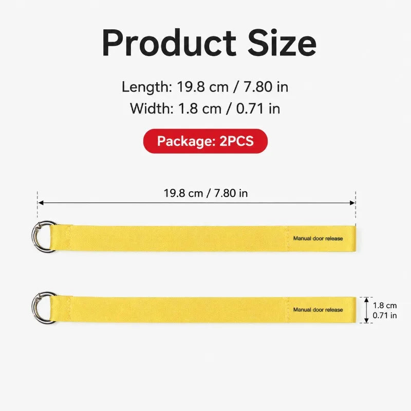 Tesla Model 3/Y Rear Door Manual Release Pull Strap 2-Pack Car Door Accessory QXL