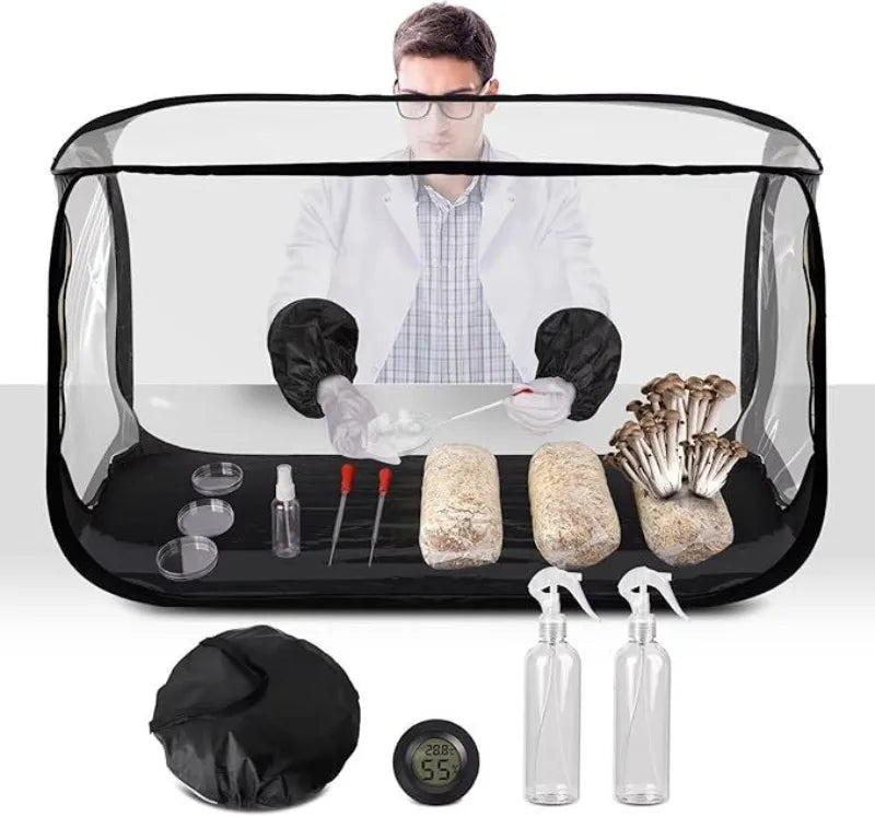 Still Air Box Mushroom Cultivation Tent 38x20x25" | Clean Workspace Mushroom Grow Tent QXL black