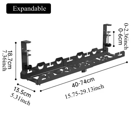 Telescopic Under-Desk Cable Management Tray | Metal Wire Rack Cable Management Tray QXL Black fixed 1 A