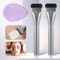 Ronshadow 3-Pc Flat Mask Brush & Puff Set | Foundation Tool Makeup Brush Set QXL Silver