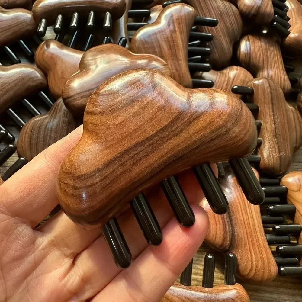 Cloud Lotus Wooden Scalp Massage Comb | Anti-Static Scalp Massage Comb QXL