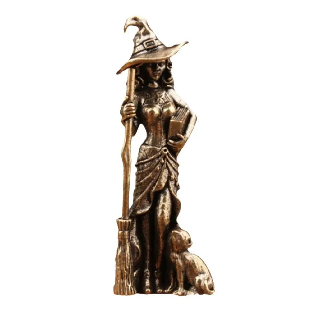 Moon Witch & Wizard Copper Figurine | Mystical Home Décor Decorative Figurine QXL