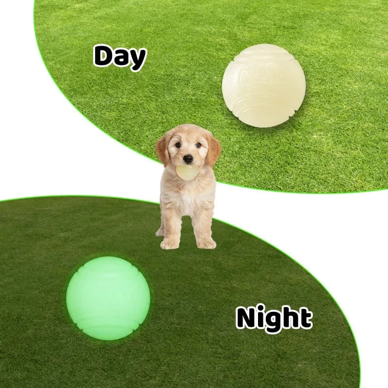 Glow in the Dark Dog Balls | 3-Pack Rubber Chew & Bounce Toy Dog Chew Toy QXL