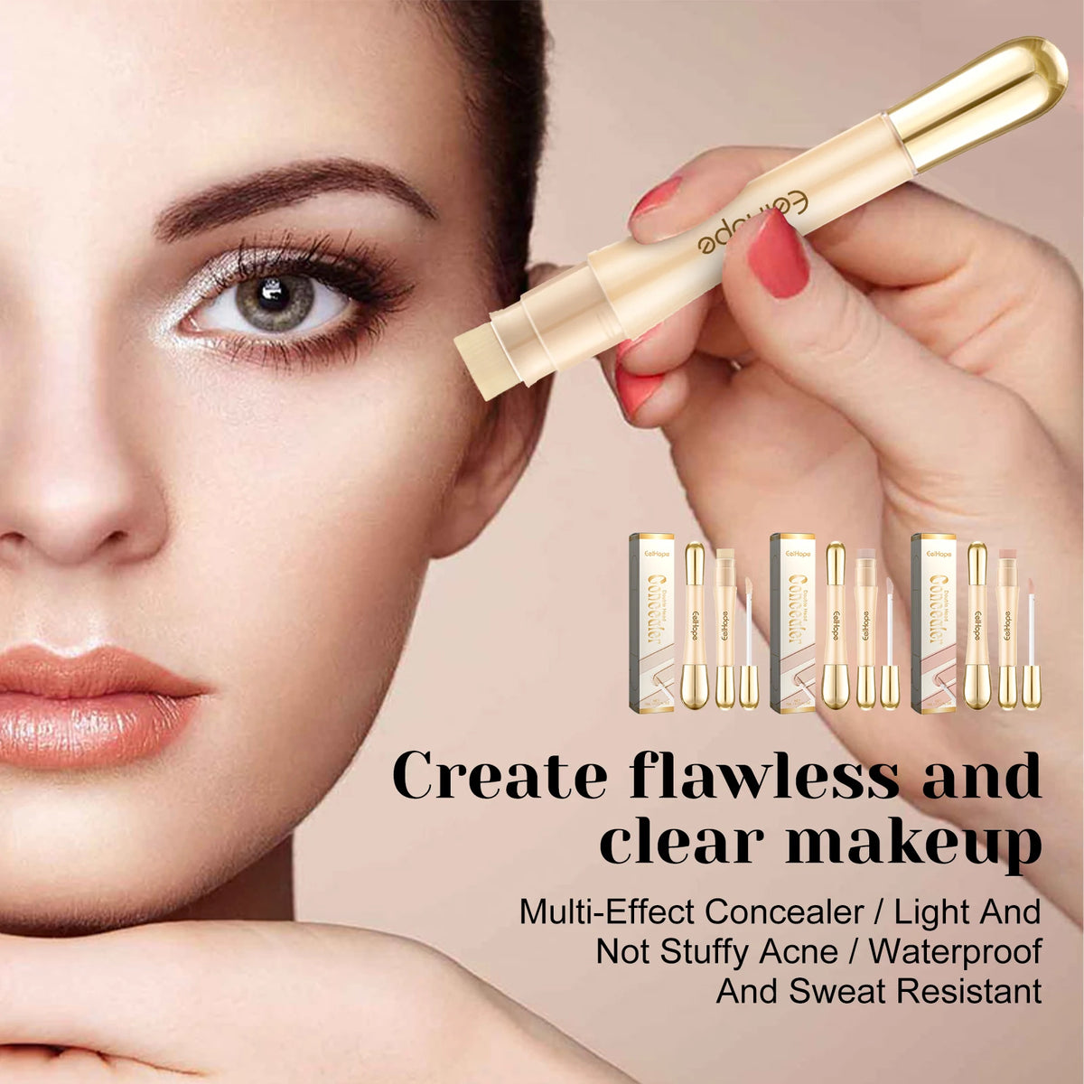 Eelhope Double-Head Waterproof Concealer | Full Coverage Cream Concealer QXL