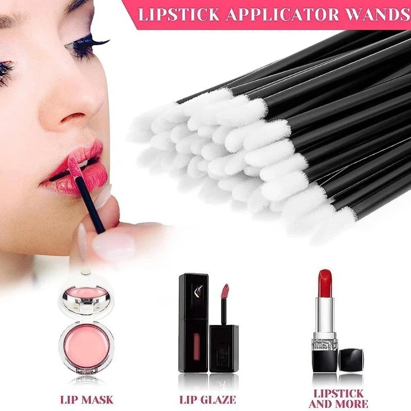 100-Pack Disposable Lip Brushes & Lash Extension Wands Disposable Makeup Applicators QXL