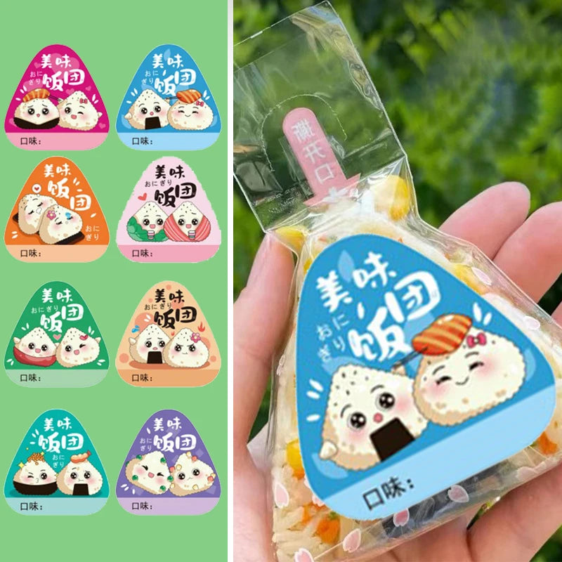 80-Pack Onigiri Rice Ball Sealing Stickers | Bento Sushi Bags Food Packaging Stickers QXL