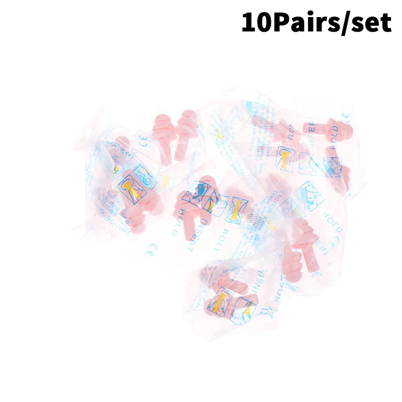 10-Pack Silicone Noise-Reducing Earplugs for Sleep & Work Silicone Earplugs QXL Pink
