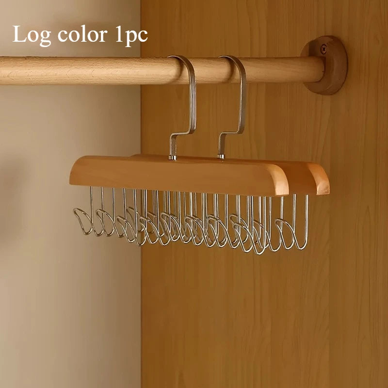 Wooden Suit Hanger with 8 Metal Hooks | Retro Finish Wooden Suit Hanger QXL Log color 1pc